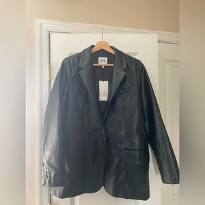 Leather Zara Blazer Size Large